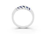 White gold Round Blue Sapphire Multi-Row Crossover Band_9