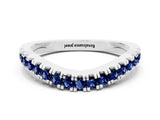 White gold Round Blue Sapphire Pavé Curved Band with Shared Prong Setting_6