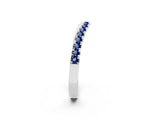White gold Round Blue Sapphire Pavé Curved Band with Shared Prong Setting_8