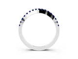 White gold Round Blue Sapphire Pavé Curved Band with Shared Prong Setting_9