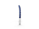 White gold Round Blue Sapphire Pavé Curved Wedding Band_16