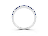 White gold Round Blue Sapphire Pavé Curved Wedding Band_17