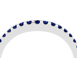 White gold Round Blue Sapphire Pavé Curved Wedding Band_18