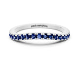 White gold Round Blue Sapphire Pavé Half Eternity Band with Shared Prong Setting_6