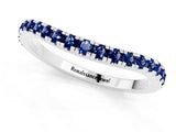 White gold Round Blue Sapphire Pavé Half Eternity Band with Shared Prong Setting_7