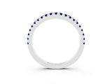 White gold Round Blue Sapphire Pavé Half Eternity Band with Shared Prong Setting_9