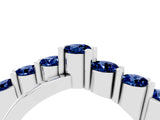 White gold Round Blue Sapphire Prong-Set Crossover Band_10