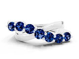 White gold Round Blue Sapphire Prong-Set Crossover Band_6