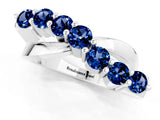 White gold Round Blue Sapphire Prong-Set Crossover Band_7