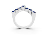 White gold Round Blue Sapphire Prong-Set Crossover Band_9