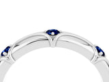 White gold Round Blue Sapphire Prong Set Milgrain Eternity Band_10