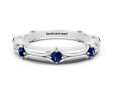 White gold Round Blue Sapphire Prong Set Milgrain Eternity Band_18