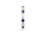White gold Round Blue Sapphire Prong Set Milgrain Eternity Band_20
