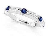 White gold Round Blue Sapphire Prong Set Milgrain Eternity Band_7