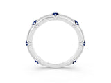 White gold Round Blue Sapphire Prong Set Milgrain Eternity Band_9