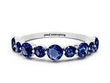 White gold Round Blue Sapphire Scalloped Prong Set Eternity Band_18
