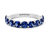 White gold Round Blue Sapphire Shared Prong Eternity Band_6