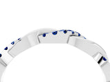White gold Round Blue Sapphire Twist Eternity Band with Pavé Setting_10