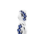 White gold Round Blue Sapphire Twist Eternity Band with Pavé Setting_11