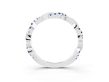 White gold Round Blue Sapphire Twist Eternity Band with Pavé Setting_21