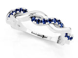 White gold Round Blue Sapphire Twist Eternity Band with Pavé Setting_7