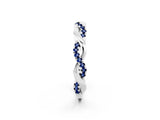 White gold Round Blue Sapphire Twist Eternity Band with Pavé Setting_8