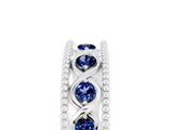 White gold Round Blue Sapphire Twist Milgrain Band with Bezel Setting_17
