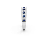 White gold Round Blue Sapphire Twist Milgrain Band with Bezel Setting_2