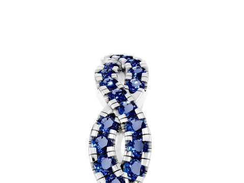 White gold Round Blue Sapphire Twisted Eternity Band with Pavé and Shared Prong Setting_11