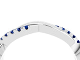 White gold Round Blue Sapphire Twisted Infinity Band with Prong Setting_10
