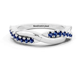 White gold Round Blue Sapphire Twisted Infinity Band with Prong Setting_6