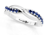 White gold Round Blue Sapphire Twisted Infinity Band with Prong Setting_7