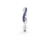White gold Round Blue Sapphire Twisted Infinity Band with Prong Setting_8
