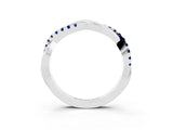 White gold Round Blue Sapphire Twisted Infinity Band with Prong Setting_9