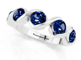 White gold Round Blue Sapphire Wave Band with Channel Setting and Shared Prongs_7