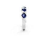 White gold Round Blue Sapphire Wave Band with Channel Setting and Shared Prongs_8