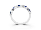 White gold Round Blue Sapphire Wave Band with Channel Setting and Shared Prongs_9