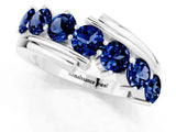 White gold Round Blue Sapphire Wave Band with Channel and Shared Prong Setting_19