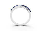 White gold Round Blue Sapphire Wave Band with Channel and Shared Prong Setting_21