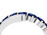 White gold Round Blue Sapphire Wave Band with Channel and Shared Prong Setting_22