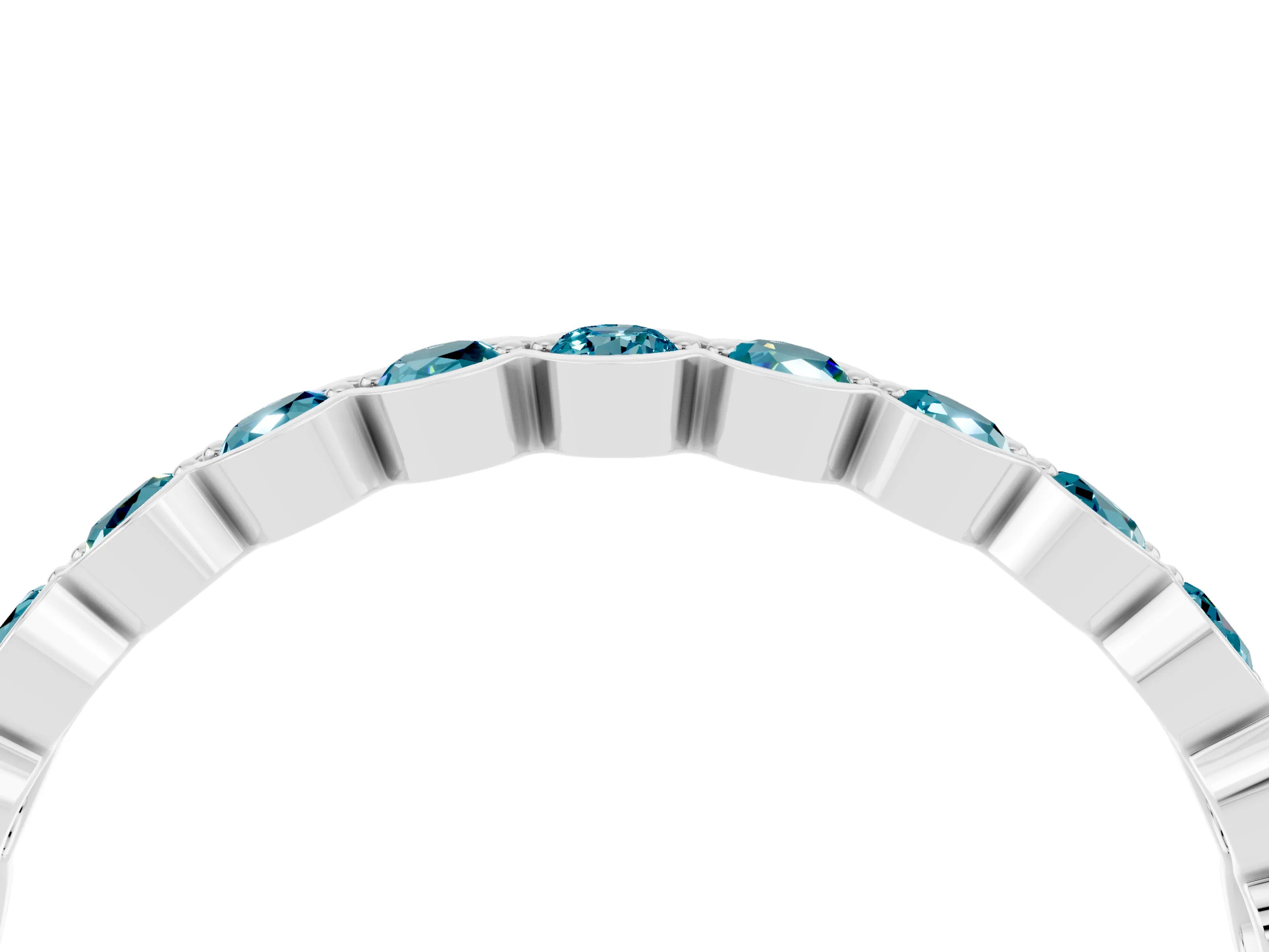 White gold Round Blue Topaz Bezel Set Eternity Band_10