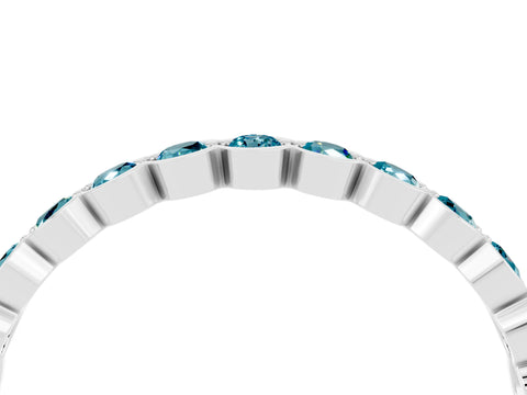White gold Round Blue Topaz Bezel Set Eternity Band_10