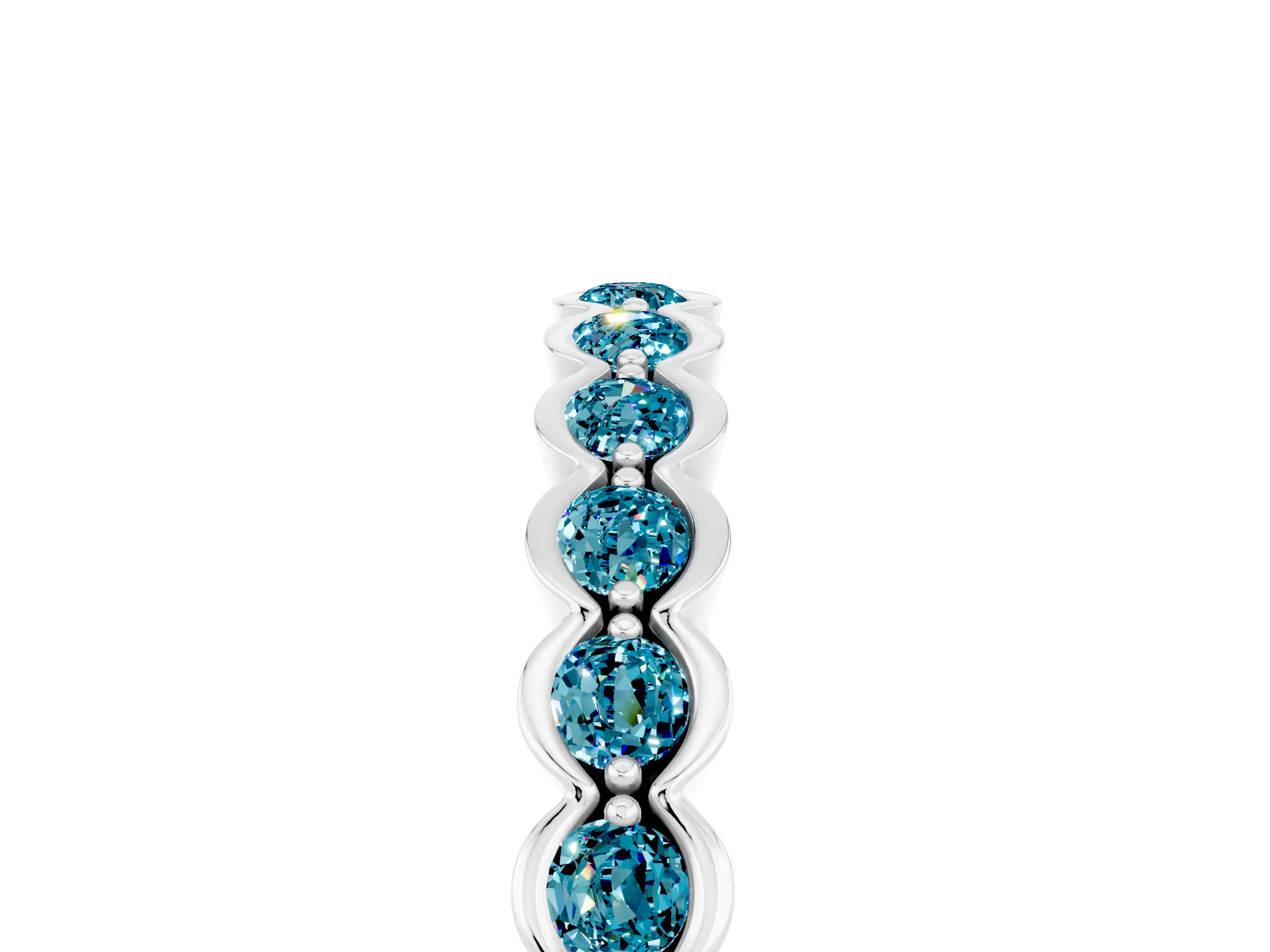White gold Round Blue Topaz Bezel Set Eternity Band_11