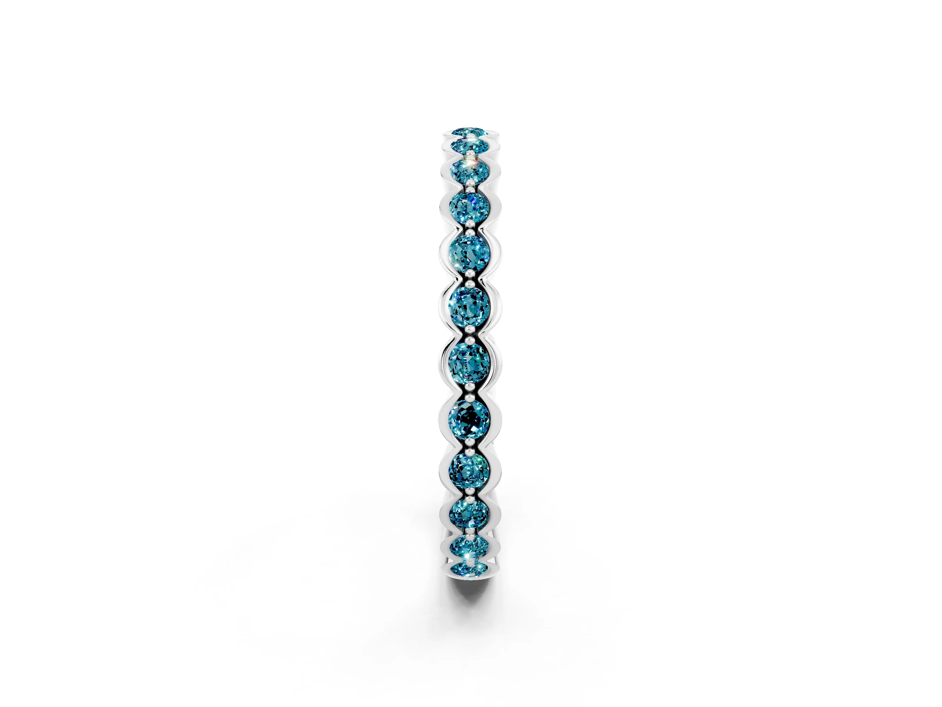 White gold Round Blue Topaz Bezel Set Eternity Band_8
