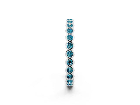 White gold Round Blue Topaz Bezel Set Eternity Band_8