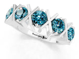 White gold Round Blue Topaz Channel Set Band with X-Prong Detail_7
