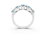 White gold Round Blue Topaz Channel Set Band with X-Prong Detail_9