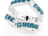 White gold Round Blue Topaz Channel-Set Chevron Band_7
