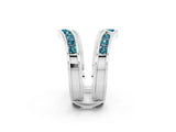 White gold Round Blue Topaz Channel-Set Chevron Band_8