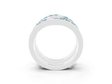 White gold Round Blue Topaz Channel-Set Chevron Band_9